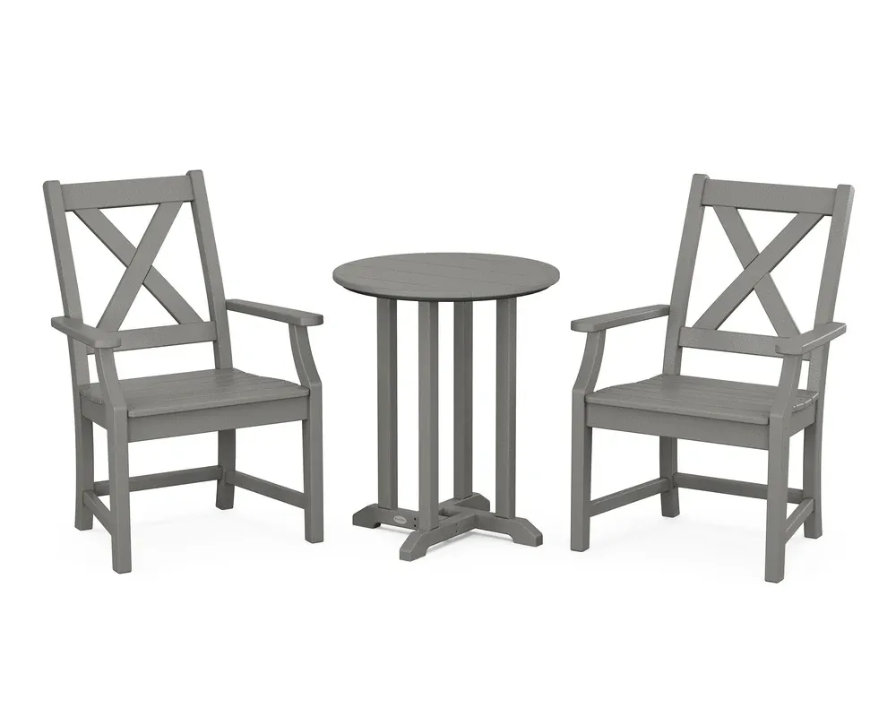 Braxton 3-Piece Round Bistro Dining Set Gray