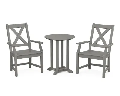 Braxton 3-Piece Round Bistro Dining Set Gray