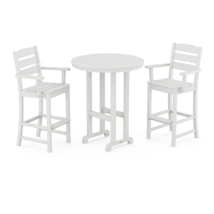 Lakeside 3-Piece Round Bar Arm Chair Set White
