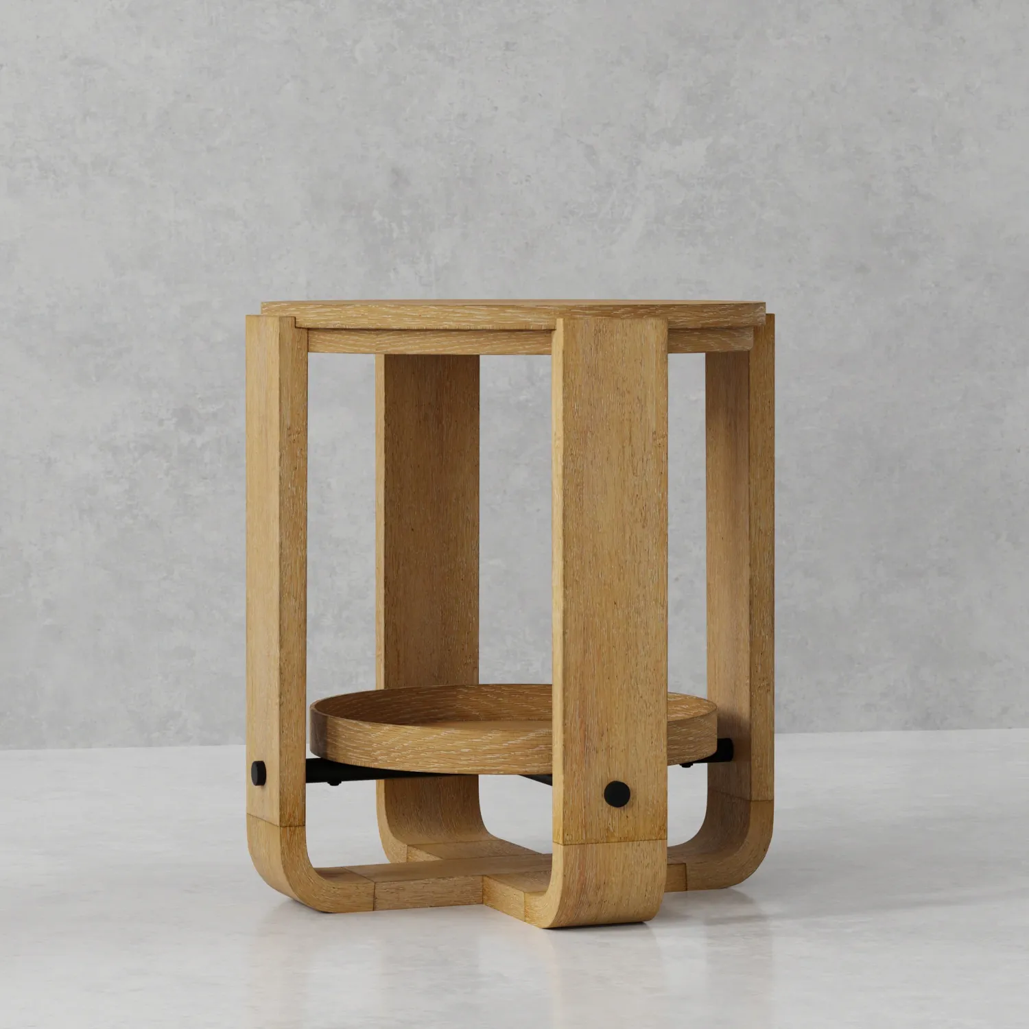 ESC#02 Round End Table with Shelf