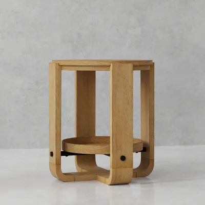 ESC#02 Round End Table with Shelf