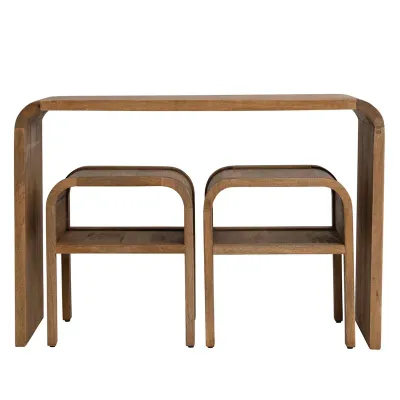 Mango Wood Table w/ Waterfall Edge w/ Side Tables