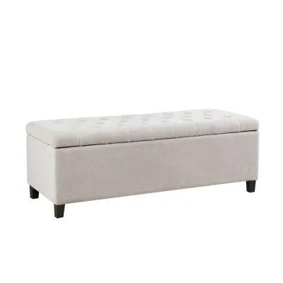 Shandra Tufted Top Upholstered Storage Bench Natural
