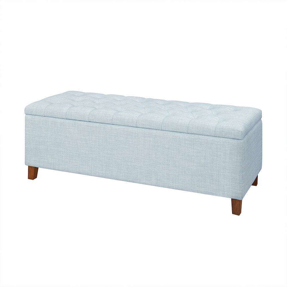 Shandra Tufted Top Upholstered Storage Bench Light Blue