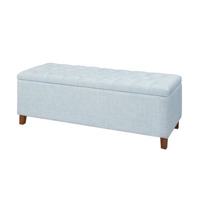Shandra Tufted Top Upholstered Storage Bench Light Blue