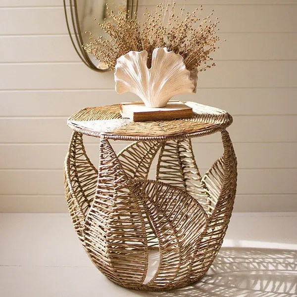 Fern Detail Seagrass Side Table