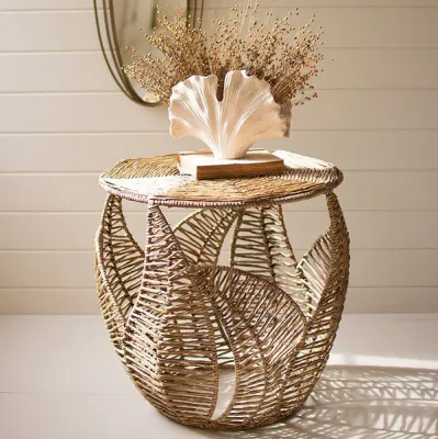 Fern Detail Seagrass Side Table