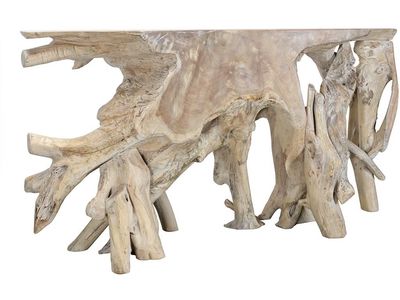 Cyress Root Console Table 59-60&quot; Natural Whitewash 