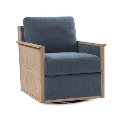 Norman Weave Swivel Accent Chair Blue