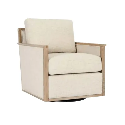 Norman Upholstered Swivel Chair - Natural