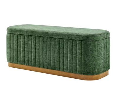 Clinton Chenille Storage Bench Seneca Green