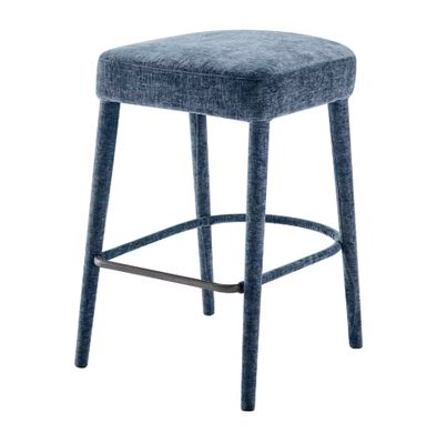 Rylee KD Chenille Backless Counter Stool Millburry Blue