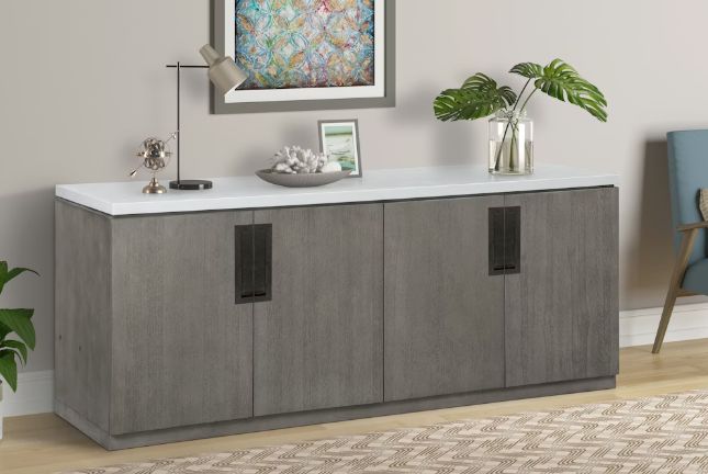 PUR#384C Credenza with Quartz top