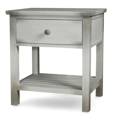 B90032-DWHITE Geneva 1 Drawer Nightstand w/ USB A + C Distressed White Finish