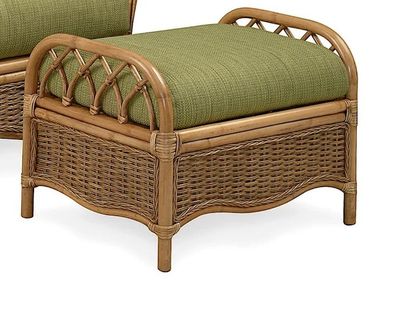 Wicker Ottoman Honey- Teal Sea