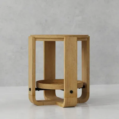ESC#02 Round End Table with Shelf