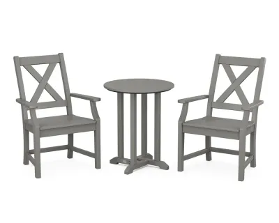 Braxton 3-Piece Round Bistro Dining Set Gray