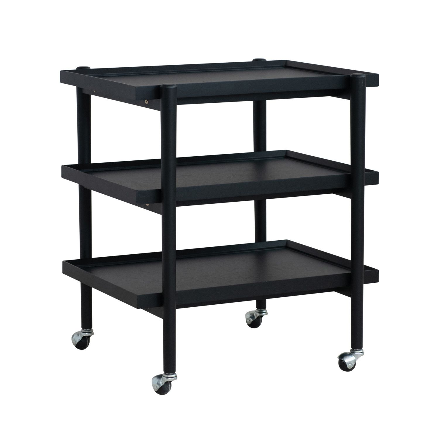 26-1/4'H Wood 3-Tier Bar Cart, Black