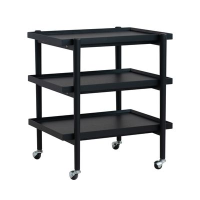 26-1/4'H Wood 3-Tier Bar Cart, Black