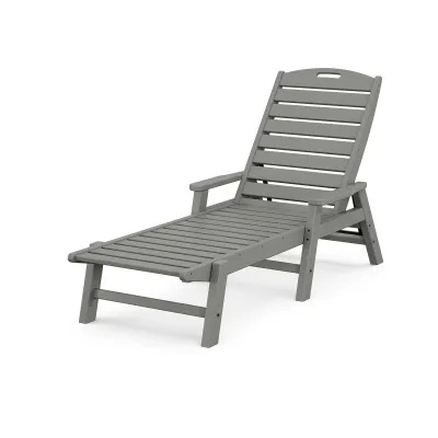 Nautical Chaise with Arms in Slate Grey