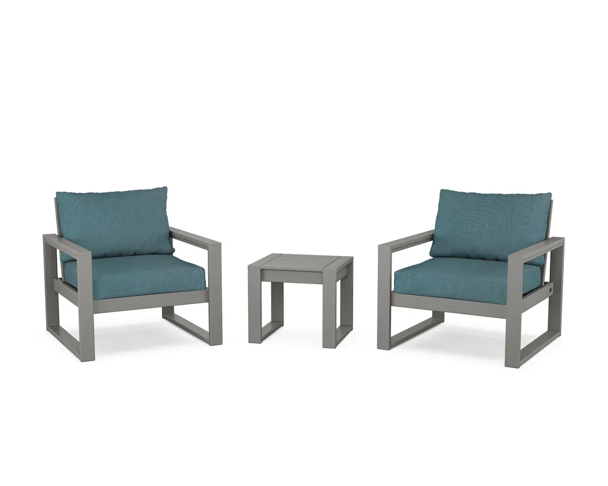 Edge 3-Piece Deep Seating Slate Gray/Ocean Teal