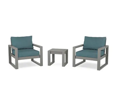 Edge 3-Piece Deep Seating Slate Gray/Ocean Teal