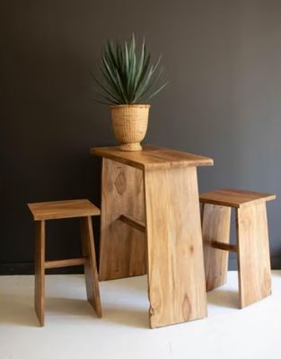 Teakwood Bar & 2 Stools