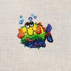 Colorful Puffer Fish with Bubbles