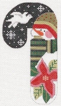 Poinsettia Hat Snowman Candy Cane on 13M