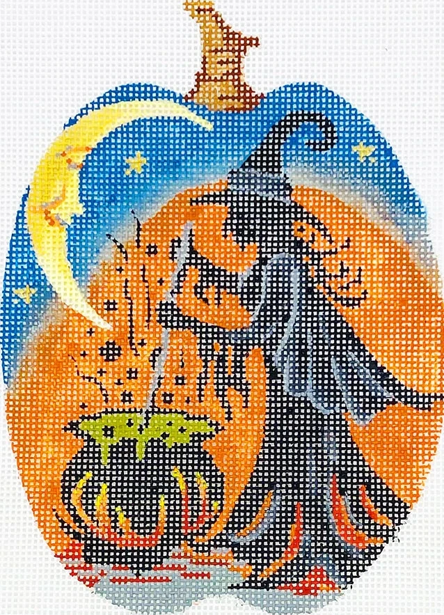 Cauldron Witch Silhouette Pumpkin