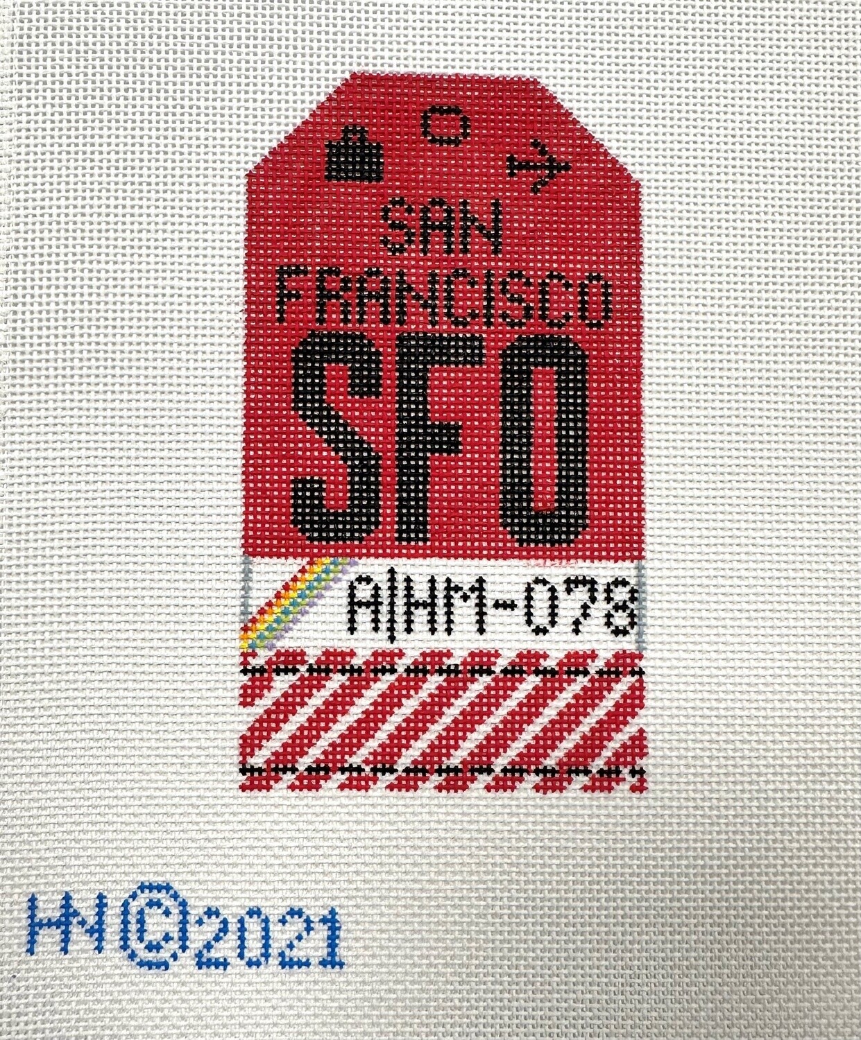 San Francisco SFO - Retro Travel Tag
