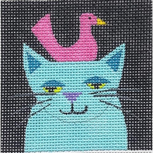 Aqua Cat with Pink Swan
