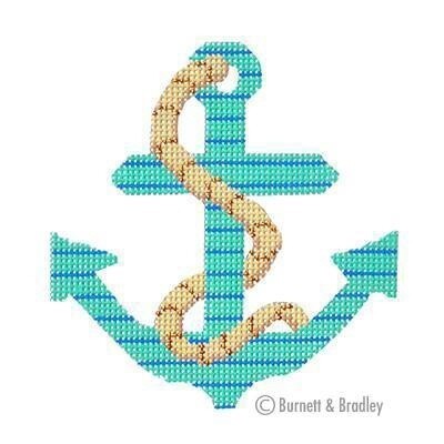 Anchor - Seafoam and Blue Stripe with Rope
