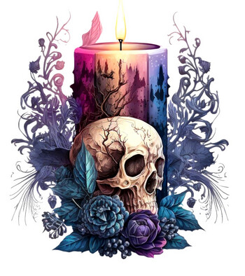 Candle Skull Roses Needle Minder