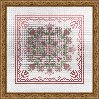 April Hearts Square with Dogwood and Tulips