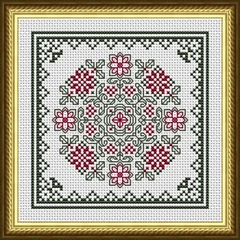 December Hearts Square with Poinsettias