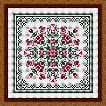 June Hearts Square with Red Roses