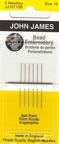 Short Beading Needles, Size 10 (Ball Point)