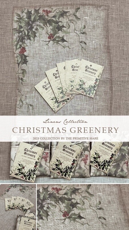40 ct. Linen Panel - Christmas Greenery