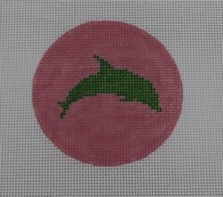 Dolphin on Solid Background - Green &amp; Pale Pink