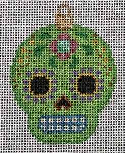 Sugar Skull Ornament - Lime