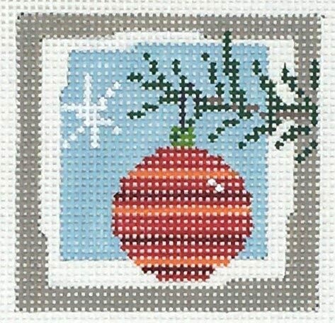 Red and Orange Striped Bauble
