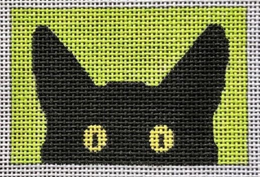 Peeky Kitty Luggage Tag - Lime Background