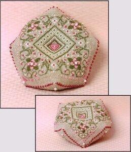 Cherry Blossoms Biscornue Pincushion (with beads)