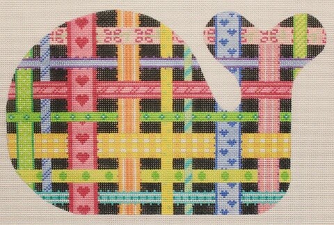 Woven Ribbons Medium Whale - Multi Brights on Black