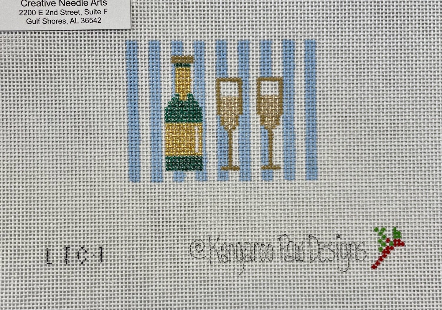 Champagne with Blue Stripes - Luggage Tag