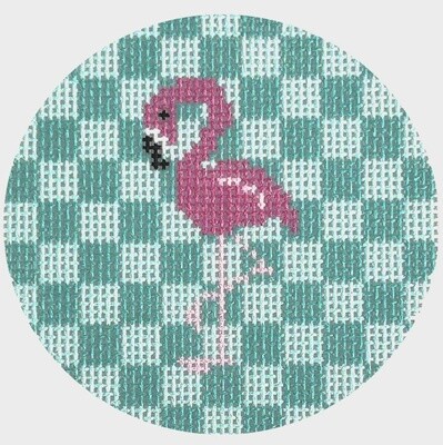 Pink Flamingo on Aqua 3” Round