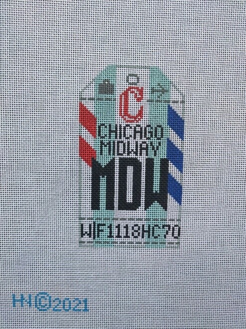 Chicago Midway MDW - Retro Travel Tag