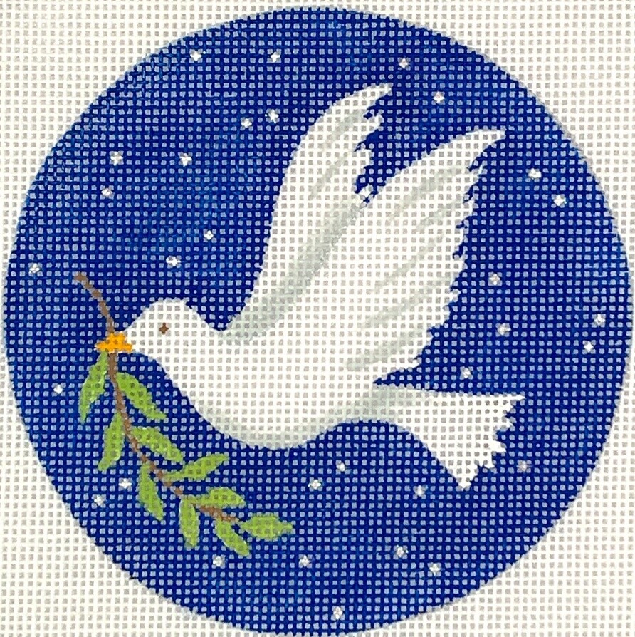 Dove with Olive Branch on Starry Night Sky