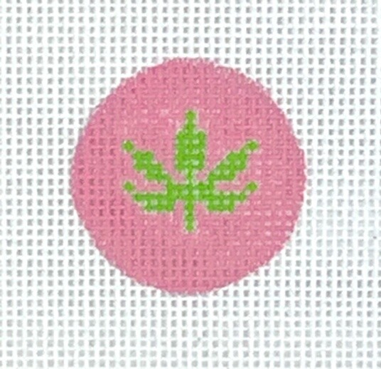 Green Weed Leaf on Pink - Key Fob Insert